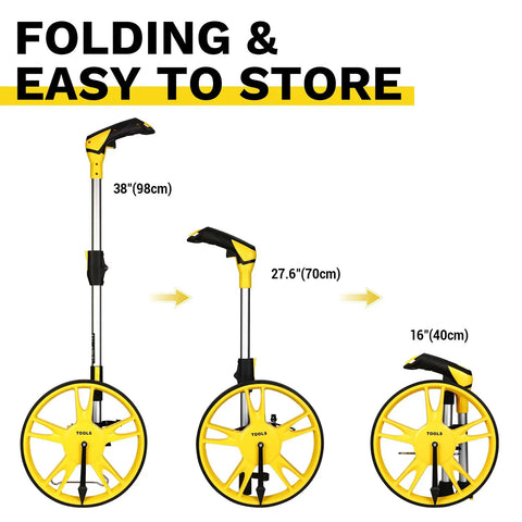 Knockout 12 Inch Manual Measuring Wheel Tracks Yard Distances In Feet Up To 99999 Ft With Quick One Key Reset Portable Folding Rolling Counter For Hardscaping And Outdoor Projects No Sweat
