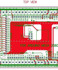 Top view of DIN Rail Mount Screw Terminal Block Adapter Module for Arduino Mega 2560 R3, FR-4 PCB with dual copper layers.