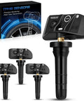 Pre Programmed TPMS Sensor For Ford F150 2021 2022 2023 315Mhz Tire Pressure Monitoring Kit in a set of four with packaging.