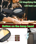 Must Have 15X Magnifying Glass With Light And Clamp For Hands Free Crafting And Close Work shown in use on desk