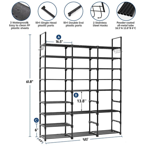 Top Shelf Metal Shoe Rack Adjusts Between Seven And Nine Levels Holds Fifty Five Pairs Legit Game Changer Entryway Closet Storage Solution Sneakers Boots