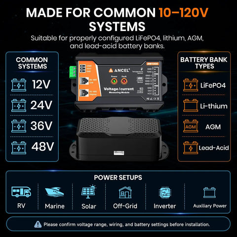 No Sweat Bluetooth Battery Monitor With 400A Smart Shunt, voltage/current measuring module for 10-120V systems.