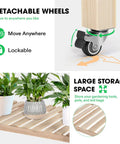 Elevated Wooden Raised Garden Bed On Wheels With Storage Shelf And Protective Liner Outdoor Planter Box 46 By 24 By 32 Inches
