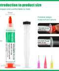 Image of No Mess No Clean Solder Flux Paste And Desoldering Wick Braid Kit For DIY Electronics Repair 5ml Flux with various tips.