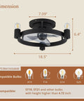 Dimensions of Black Ceiling Fan With Lights And Remote Small Low Profile Flush Mount Ceiling Fan For Bedroom Kitchen And Home Dope Farmhouse Modern Industrial Style Quiet Dimmable Easy Install