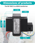 Heavy Duty 90 T60C3 Transformer 120 208 240 Volt To 24 Volt 60 VA Foot Mount Class 2 Replacement with dimensions shown