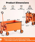 29.3 Inch Collapsible Wagon Cart With 150L Capacity And 260 Lb Load, Portable Folding Rolling Cart for garden and outdoor trips