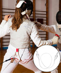 Fencers using Heavy Duty Stainless Steel Fencing Wire Clamp And Cable Clip Head For Foil Mask Cord Holder in training session