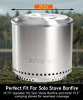 Heavy Duty 19.5 Inch Fire Pit Lid For Bonfire Smokeless Firepit Fits Solo Stove Bonfire 1.0 And 2.0 shown on top of Solo Stove
