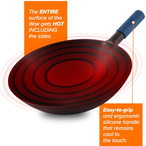 Induction Wok That Lets You Dial In Temp From 100°F To 575°F In 5° Increments For Wok Hei Flavor And Charred Aroma, 14-Inch Carbon Steel Wok Included