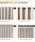 Beefy Bronze Curtain Rod 1 Inch Adjustable Drapery Rod From 32 To 86 Inches For Living Room Bedroom Indoor Outdoor Use shown with four curtain styles