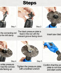 Step-by-step assembly of Complete Drill To Angle Grinder Conversion Kit With Connecting Rod Set, Mandrel Adapter, and Accessories.