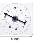 Clear Classroom Spinners 10 Pack With Rotating Arrows for Dry Erase Math Games, 4x4 inch spinner showing number sections.