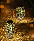 Fairy Solar Lights Outdoor Garden Decor Bucket Type 2 Pack Waterproof Lanterns illuminating stairs at night.