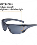 Virtua AP Safety Glasses with High Wrap Gray Lens Gray Frame Side Shields Lightweight All Day Comfort Under 1 Oz ANSI Z87