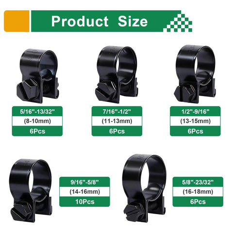 34 Piece Worm Gear Hose Clamp Set With Five Sizes From Five Sixteenths Inch Up To Twenty Three Thirty Seconds Inch Heavy Duty Zinc Plated Fuel Line Clamps
