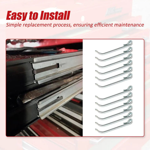Badass 12 Piece Professional Toolbox Drawer Slide Retaining Keeper Clips Smooth Operator Replacement Hardware Fit For Napa Mac Matco Proto Mechanic Toolboxes installed in a drawer slide.