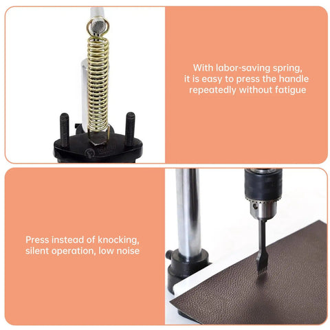 Heavy Duty Leather Hole Puncher Hand Punching Machine Manual Press Pro Grade Punch Tool For DIY Leather Craft Projects With Chuck PP Plate And Aluminum Plate For Precise Holes And Easy Stamping
