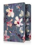 Slim RFID Passport Holder Travel Wallet With Card Slots, Blooming Hibiscus Design, Lightweight Durable Synthetic Leather
