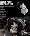 DWLDMLWC 904-862 vacuum pump with pulley installed on Isuzu NPR-HD engine bay (1995–2020)