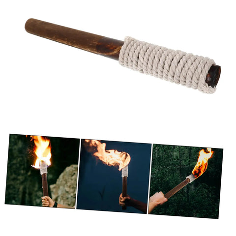 Outdoor Wood Torch Lantern For Garden And Patio Decor, Flickering Flame Light For Walkways And Yards, hand-held view