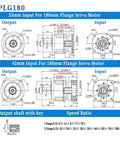 Heavy Duty Planetary Gearbox For 180 Flange Servo Motors Delivers Smooth Power With Ratios From Three To One Hundred dimensions and specifications image.