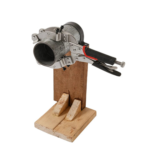 Locking Welding Pipe Pliers Clamp 14 Inch Round Tube Clamp For Welding Metalworking And Woodworking Heavy Duty DIY Projects 1 Pack With Secure Locking Mechanism And Four Pads For Firm Grip For Pros And DIY Folks. Clamping steel pipe on wood stand