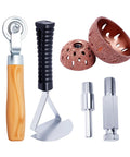 Pro Grade Tire Patch Repair Kit with tungsten steel buffing wheels, patch roller, 42mm and 55mm scraping cutter for tire repair.