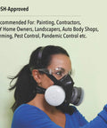 Person wearing Reusable Half Mask Respirator For Paint Spray And Pesticides With OV Cartridges And R95 Filters, Convenience Pack