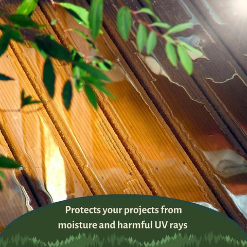 Heavy Duty Exterior Wood Stain In Smooth Lakeside Cedar 5 Gallon protects wood from moisture and UV rays on decking.