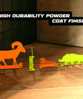 Range Ready Neon Color Steel Animal Silhouette Targets 4 Pack High Visibility Knockovers on wooden surface