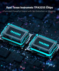 Image of dual Texas Instruments TPA3255 chips, integrated on a circuit board, designed for the BT30D Pro subwoofer amplifier.