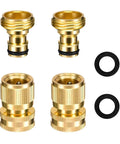 Solid No Leak Three Quarter Inch Garden Hose Quick Connector Set Brass GHT Adapters For Indoor And Outdoor Use Easy Connect
