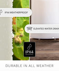 Outdoor Flameless Candle With Remote, Moving Flame Realistic LED Pillar Light showing IPX4 weatherproof and elevated water drain features