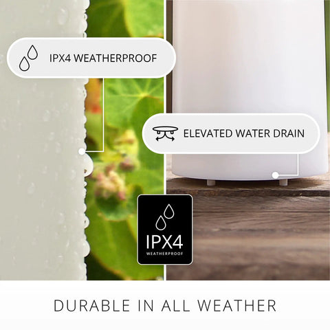 Outdoor Flameless LED Ivory Candle With Real Moving Flame And Melted Edge 3.75 Inch By 5 Inch IPX4 weatherproof feature