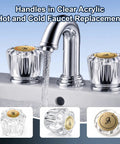 Four Pack Crystal Clear Acrylic Shower Knob Replacement Handles For Delta Delex Peerless Bath And Bathtub Faucets With D Stem Valves Easy Install Repair Kit Includes Mounting Screws For Hot Cold Water Fixups, clear acrylic handles on faucet