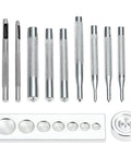 Heavy Duty Hole Punch Set 11 Piece Carbon Steel Punch And Rivet Tool Kit With Round Die Punches From 2.5mm To 15mm Rust Resistant