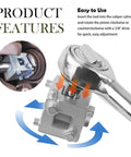 Rear Brake Caliper Piston Tool With Three Eighths Square Drive, Six Sides Caliper Compression Tool For Disc Brakes in use
