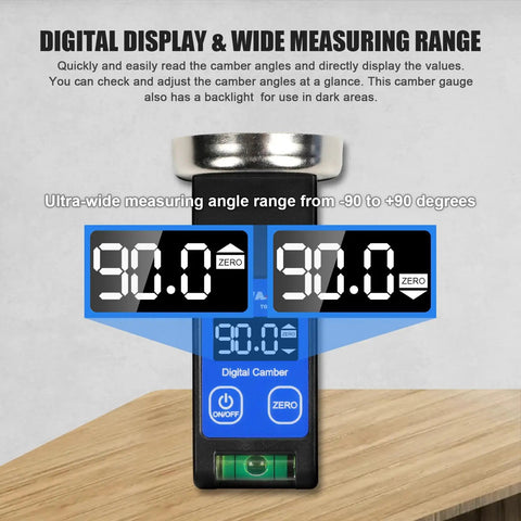 Shop Tested Digital Camber Gauge For Car Alignment Plus Suspension Tuning features digital display with 90° measuring range.