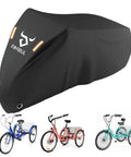 Beefy 420D Tricycle Cover For 29 Inch Adult Three Wheeled Bikes, 75L 30W 44H Outdoor Weatherproof Storage, Waterproof Electric Trike Shelter For Most 3 Wheeled Bicycles, black cover