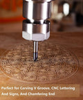 Heavy Duty Carbide V Groove Router Bit 60 Degree Chamfer End Mill cutting intricate design on CNC machine