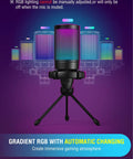 AmpliGame USB Gaming Microphone For PC And PS5 with quick mute, RGB indicator, tripod stand, pop filter, shock mount, gain control