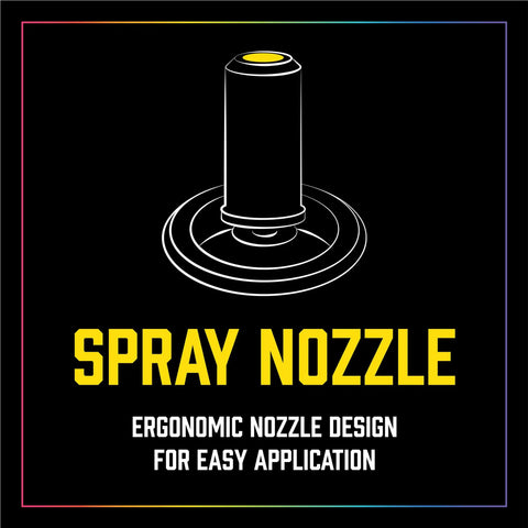 Spray nozzle illustration with ergonomic design for easy application, suitable for Stripe Renew Asphalt Coating For Driveways And Parking Lots, Jet Black Renewal That Blends With Sealer, Covers Stains, Cracks, Paint Spills And Old Markings, Easy Outdoor DIY Asphalt Restoration.