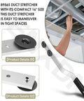 16 Inch Duct Stretcher Tool For HVAC Ductwork Alignment With Offset Handle And Sliding Washers shown in use and close-up detail view.