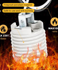 Four Pack Medium Base E26 Ceramic Screw In Lighting Socket With White Decor Ring And Six Inch Pre Wired Lead For Led And Halogen Bulbs Hella Reliable With No Drama Setup close-up showing fireproof porcelain base with maximum temperature ratings.