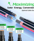 10 AWG Solar Panel Extension Cable 20 Feet Dual Conductor With Male And Female Connectors, cable sizes comparison