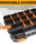 Dual Side 34 Compartments Mini Tool Box Organizer with customizable layout and removable partitions for tools and crafts.