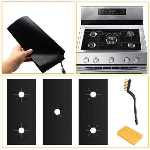Three Pack Extra Long 32 Inch Stove Burner Covers For Gas Range Half Millimeter Thick Reusable Nonstick Washable Heat Resistant