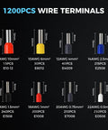 Self-Adjusting Ratchet Ferrule Crimping Tool Kit For AWG 23 To 7 Wires with 1200 wire terminals and connectors displayed