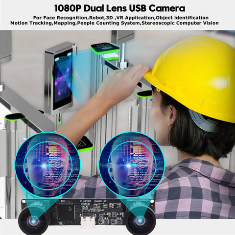 Dual Lens USB Camera Module 1080P 60FPS UVC Industrial Board With Color Synchronization Dual M12 Lenses
